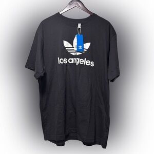 Adidas NEW STACKED LOS ANGELES TREFOIL TEE Jersey LA T Shirt Black GH6807 XL